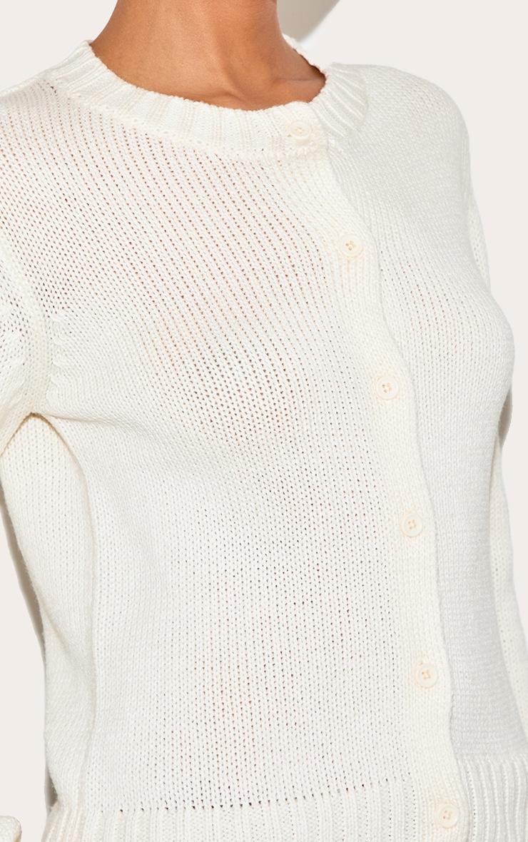 Cream Thick Knit Button Up Cardigan Product Image