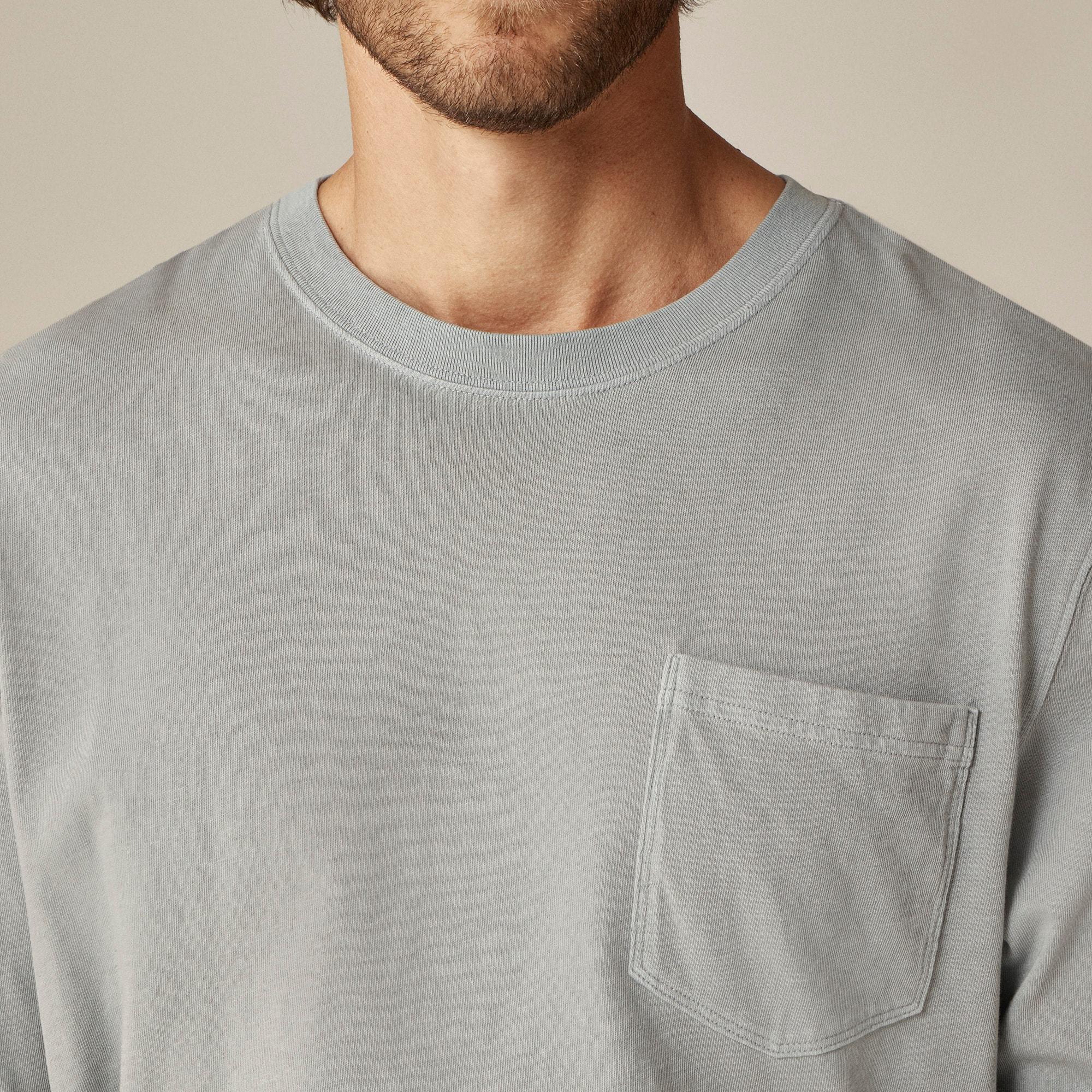 Long-sleeve vintage-wash cotton pocket T-shirt Product Image