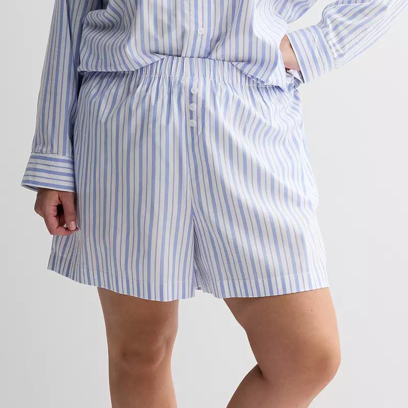 Plus Size Sonoma Goods For Life® Woven Separates Sleep Shorts, Women's, Size: 1XL, Blue Stripe Product Image