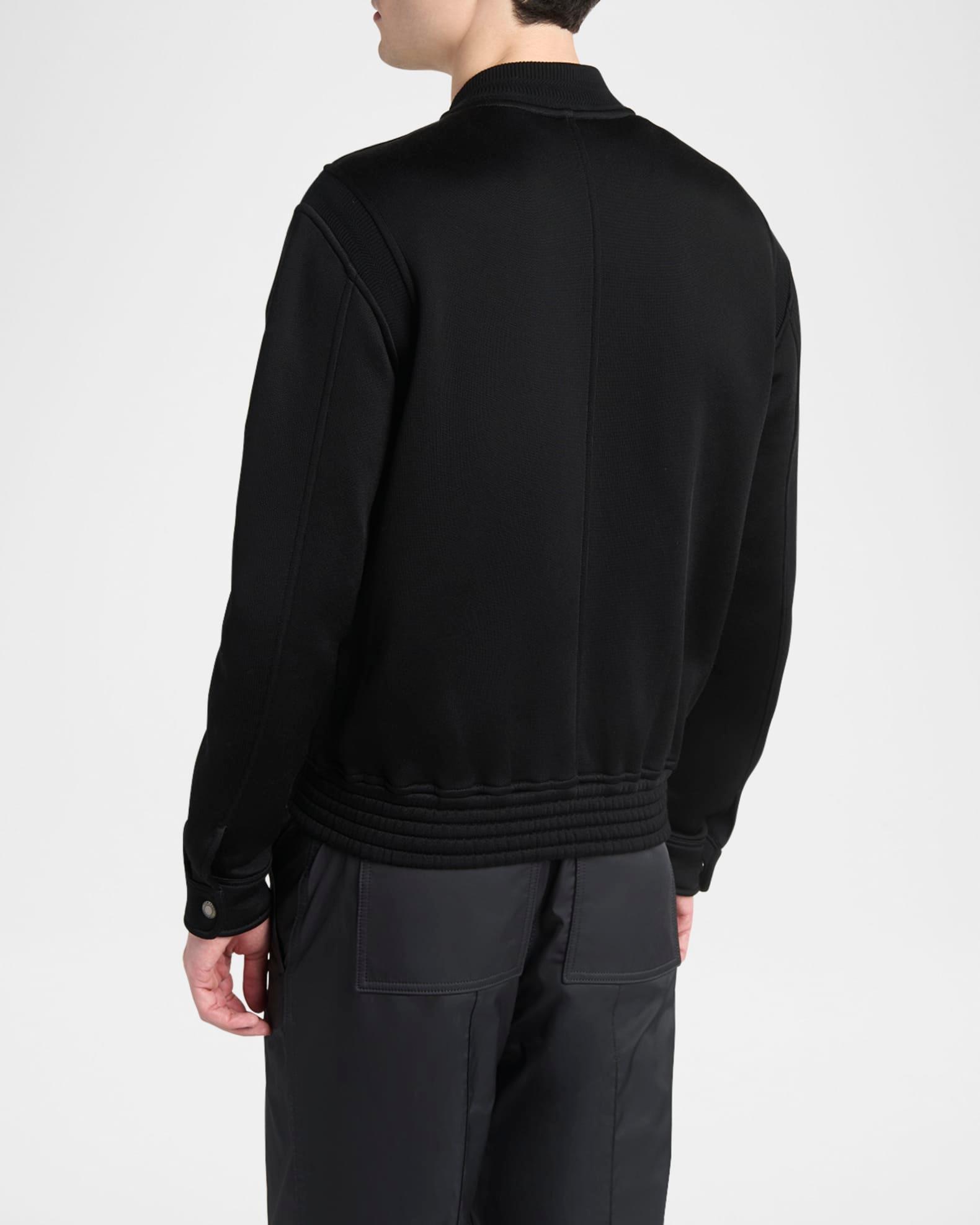 Men's Cotton and Viscose Ribbed Bomber Jacket Product Image