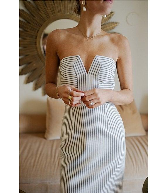 Antonio Melani x Style by Simkins Emma Stripe Print Square Neck Sleeveless Midi Dress Product Image