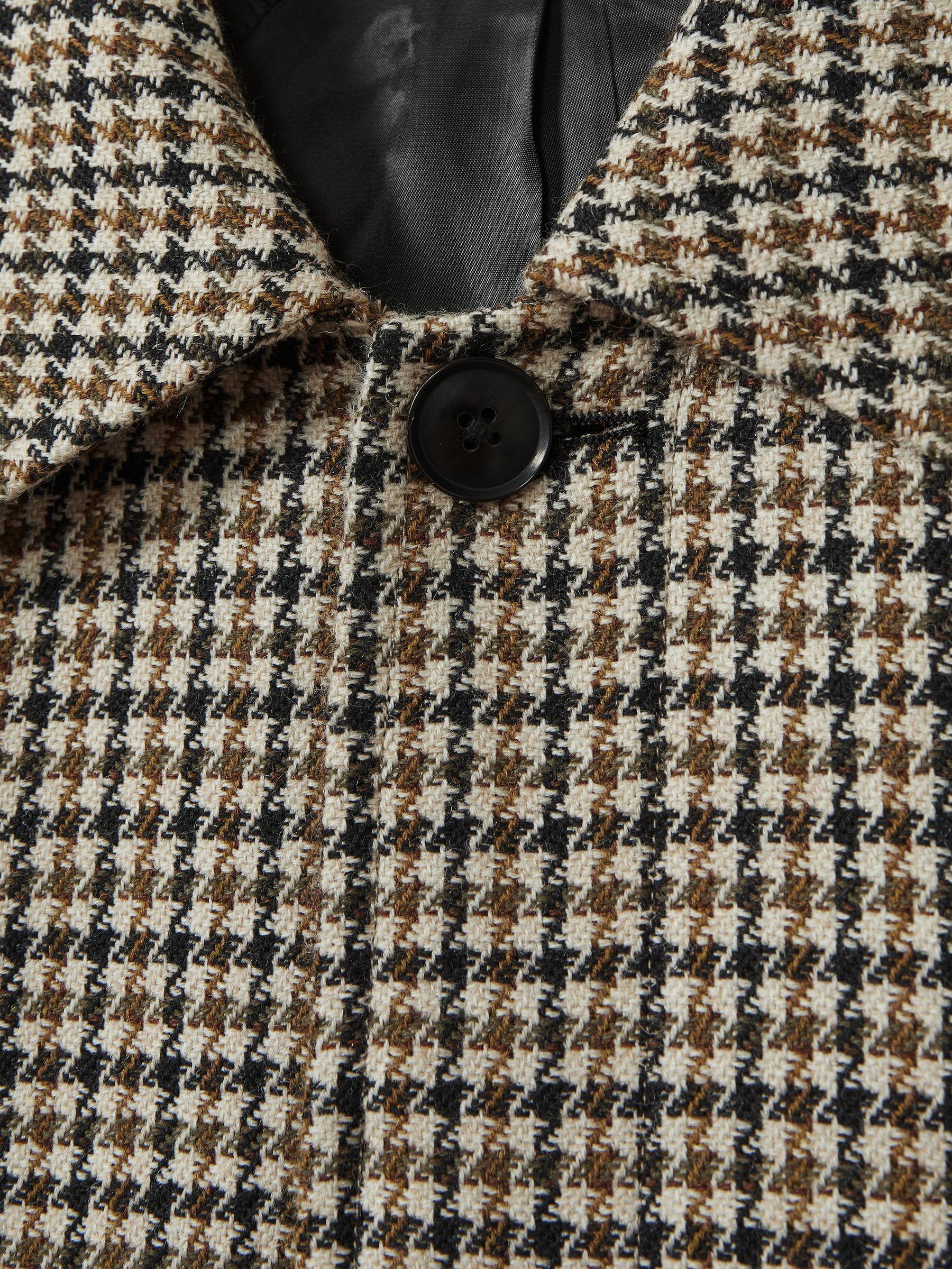 Atelier Wool Houndstooth-Check Raglan Overcoat in Brown Product Image