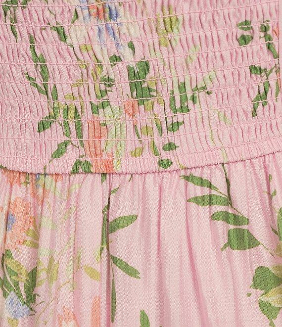 Blu Pepper Floral Print Square Neck Short Sleeve Midi Dress Product Image