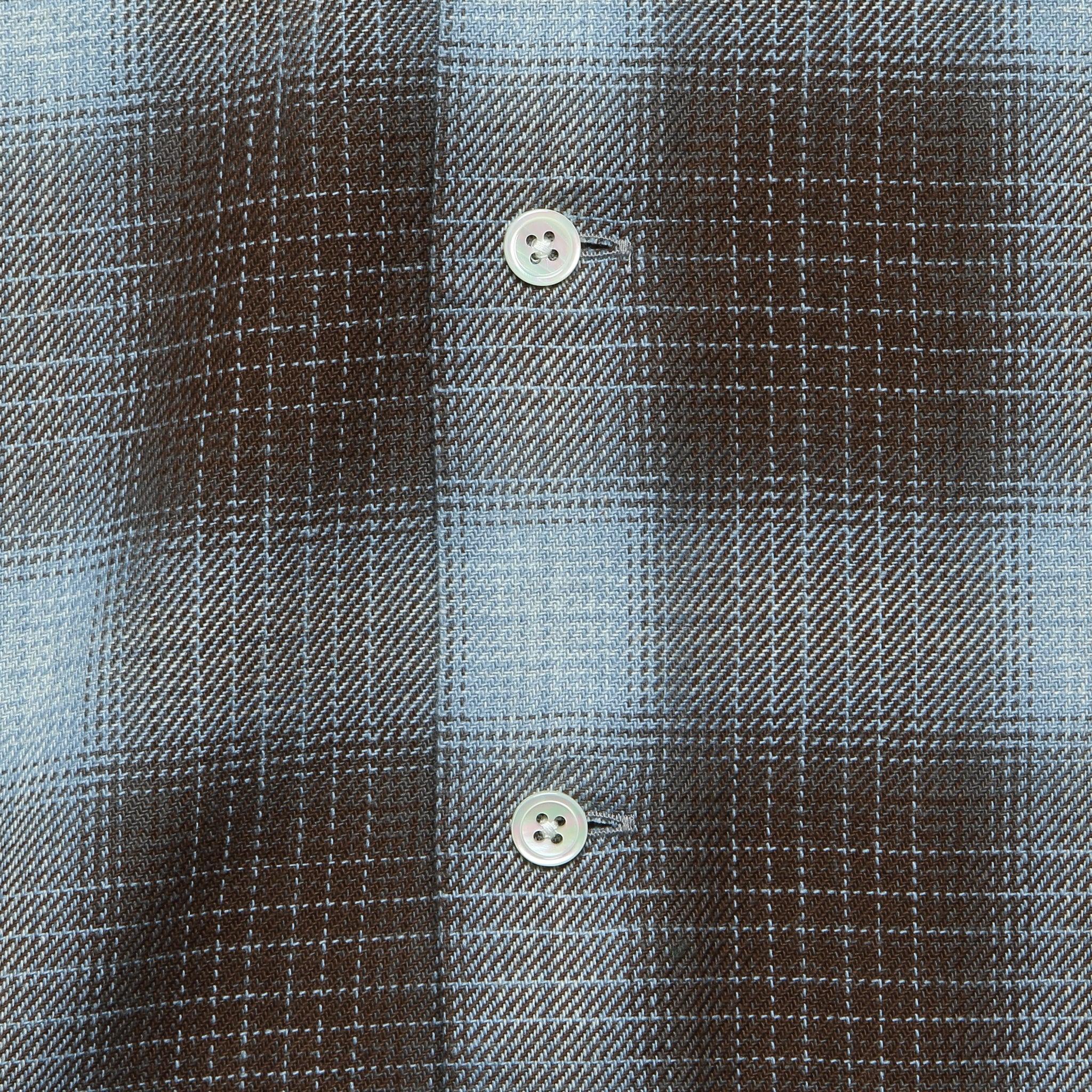 Open Collar Ombre Plaid Shirt - Brown Product Image