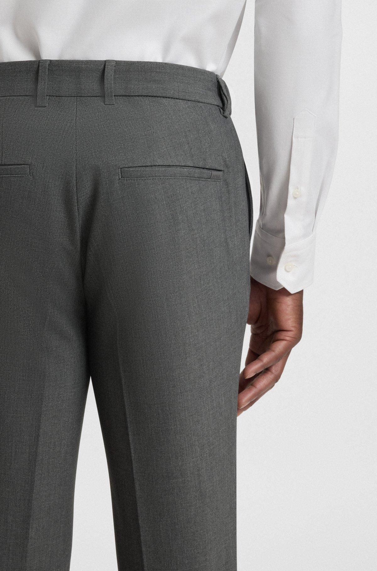BOSS - Slim-fit trousers in micro-patterned stretch fabric - Grey Product Image