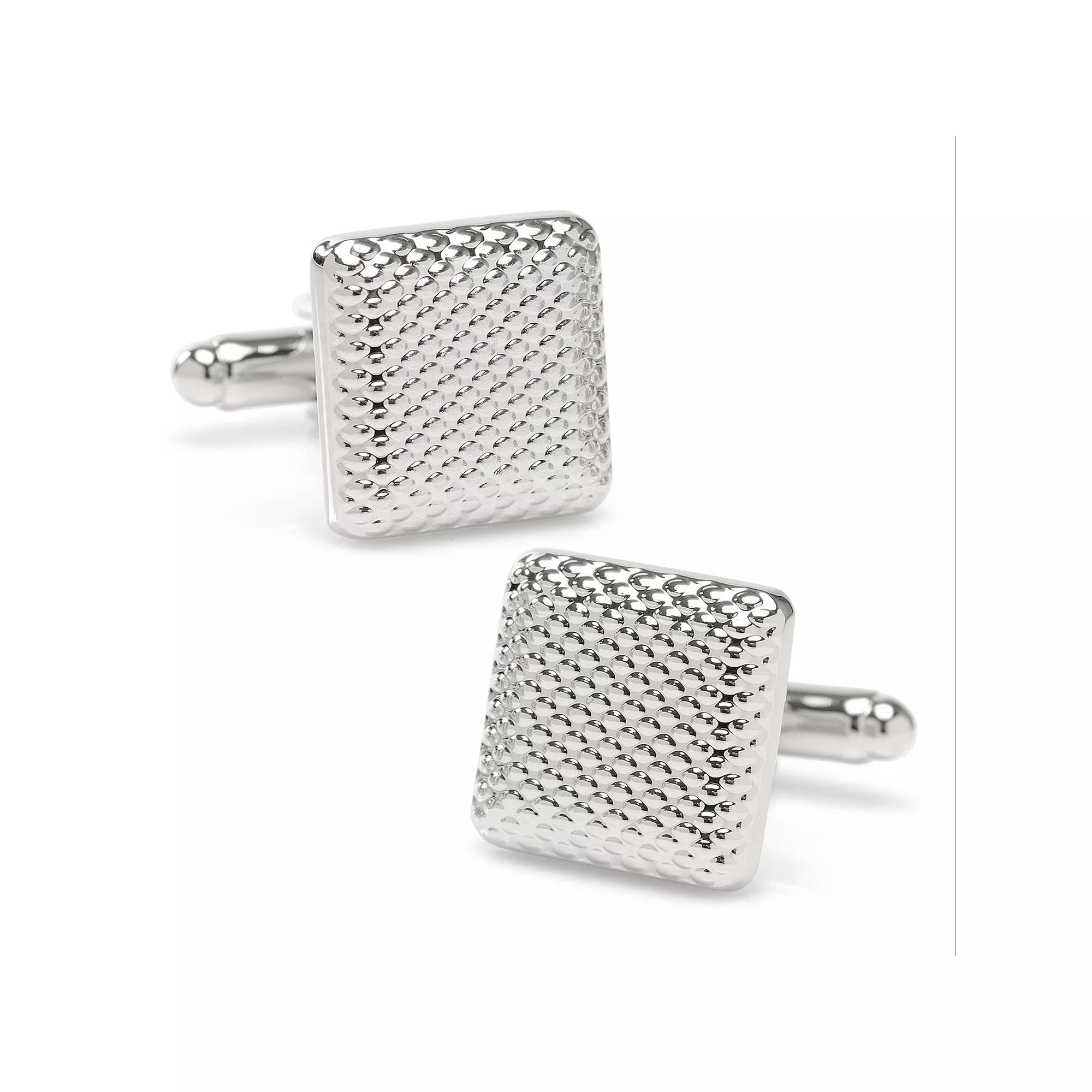 Men's Silver Textured Square Cuff Links, Grey Product Image