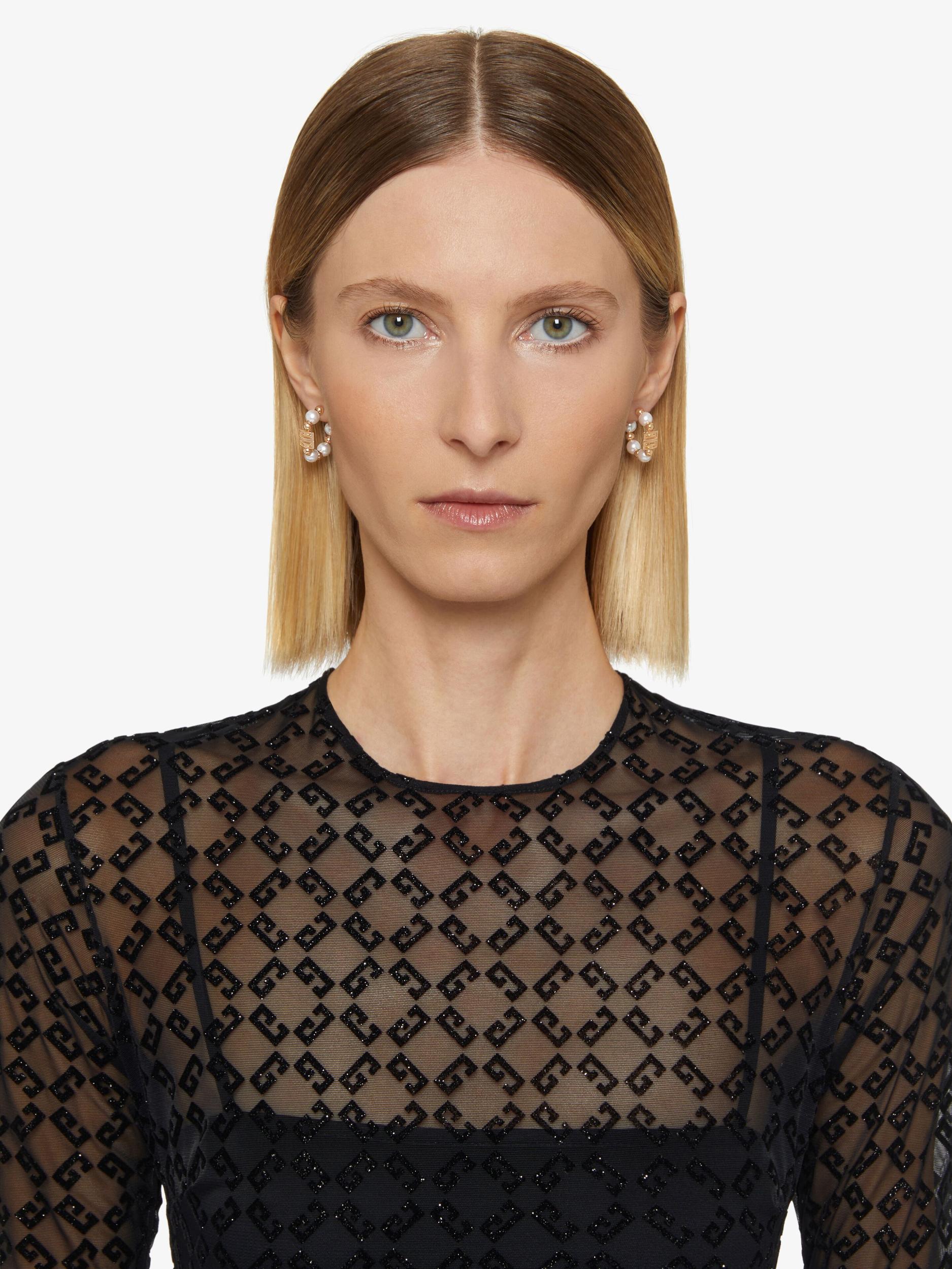 4G earrings in metal with pearls Product Image