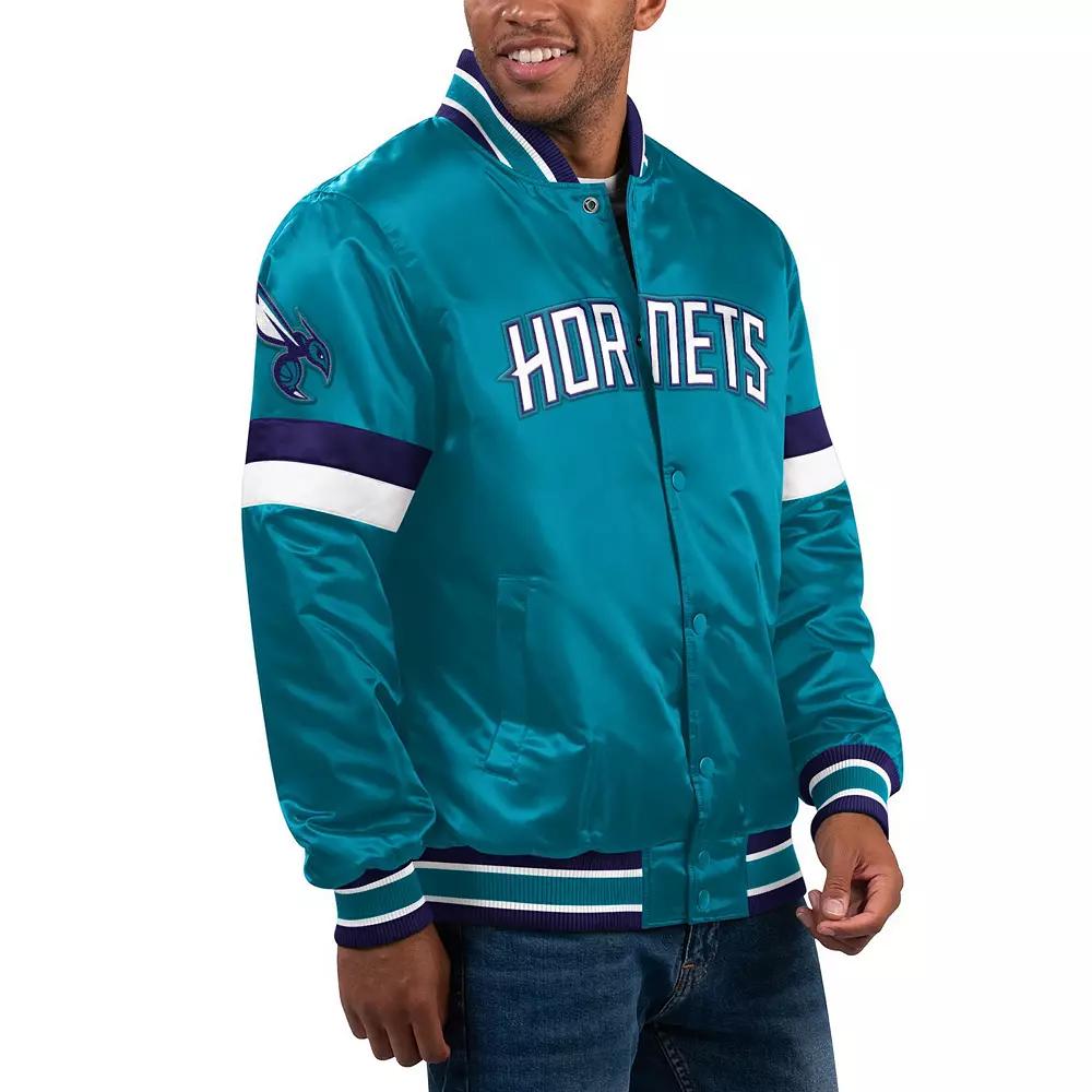Men's Starter Teal Charlotte Hornets Home Game Satin Full-Snap Varsity Jacket, Size: XL, Chr Blue Product Image