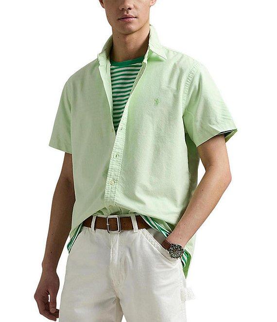 Polo Ralph Lauren Classic Fit Mineral-Dyed Oxford Short Sleeve Woven Shirt Product Image