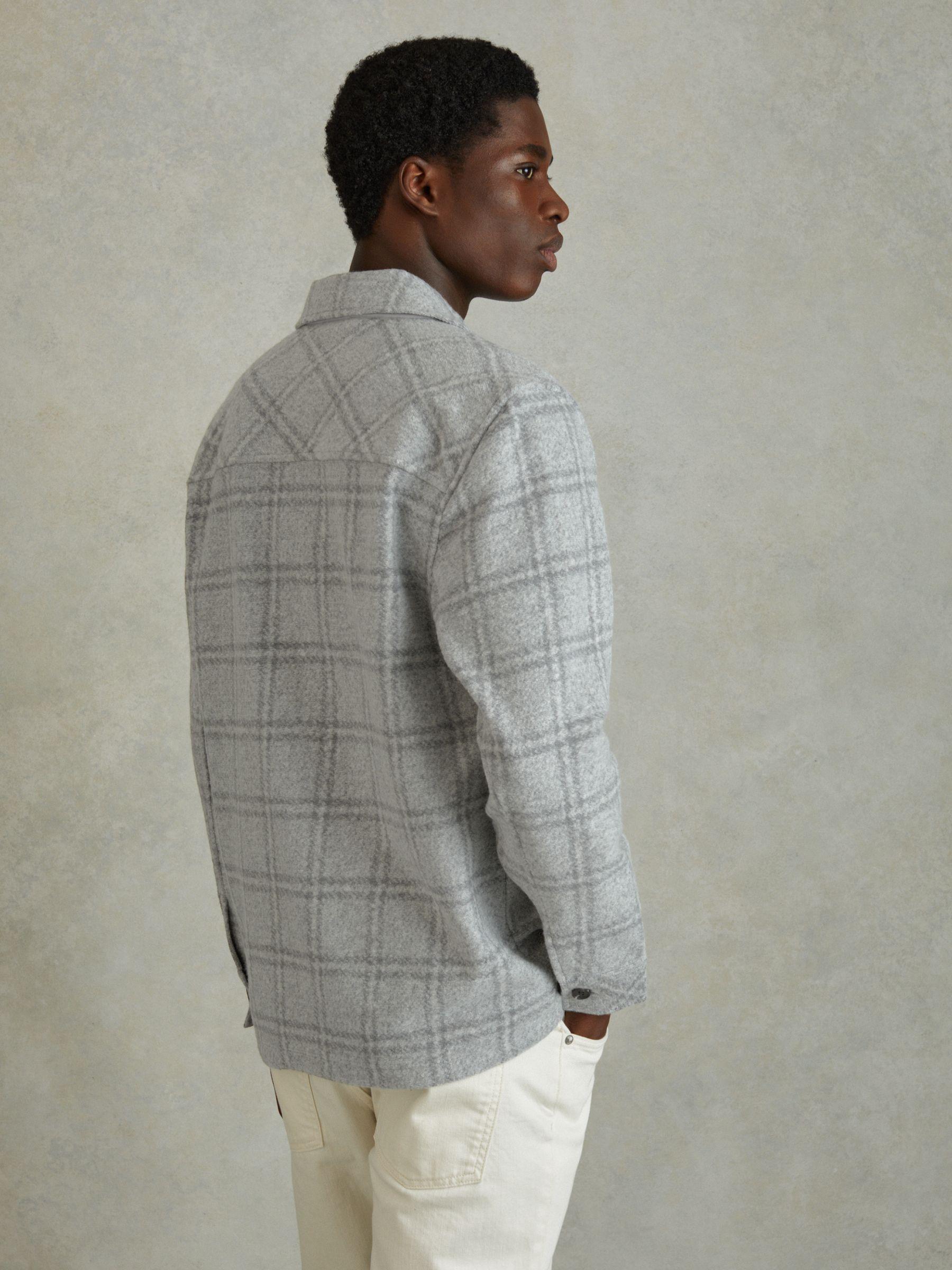 Brushed Check Overshirt in Soft Grey Product Image