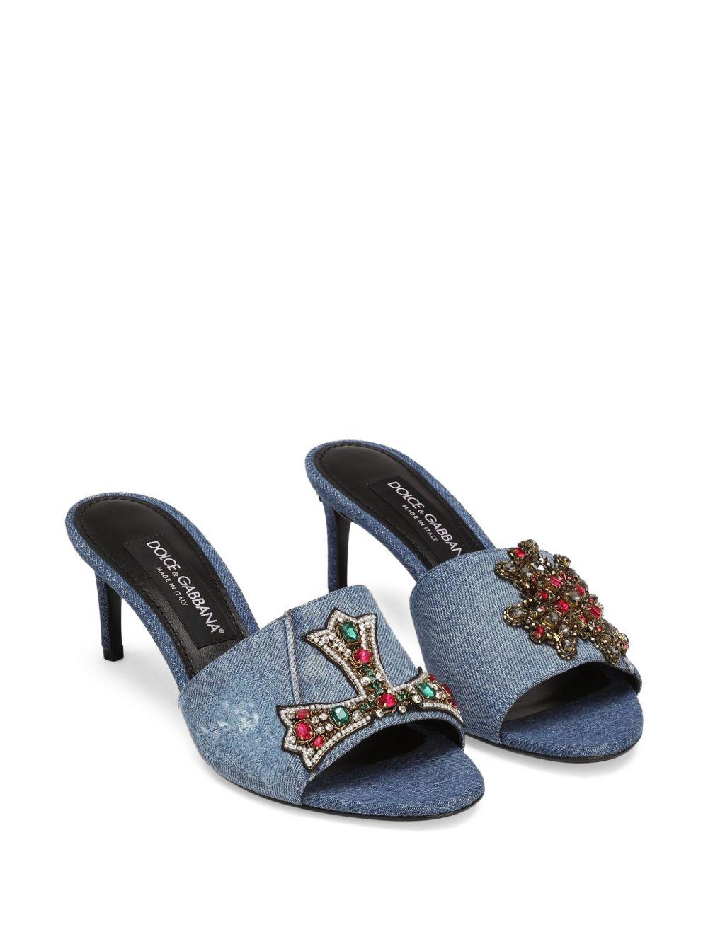 60mm embroidered denim mules Product Image