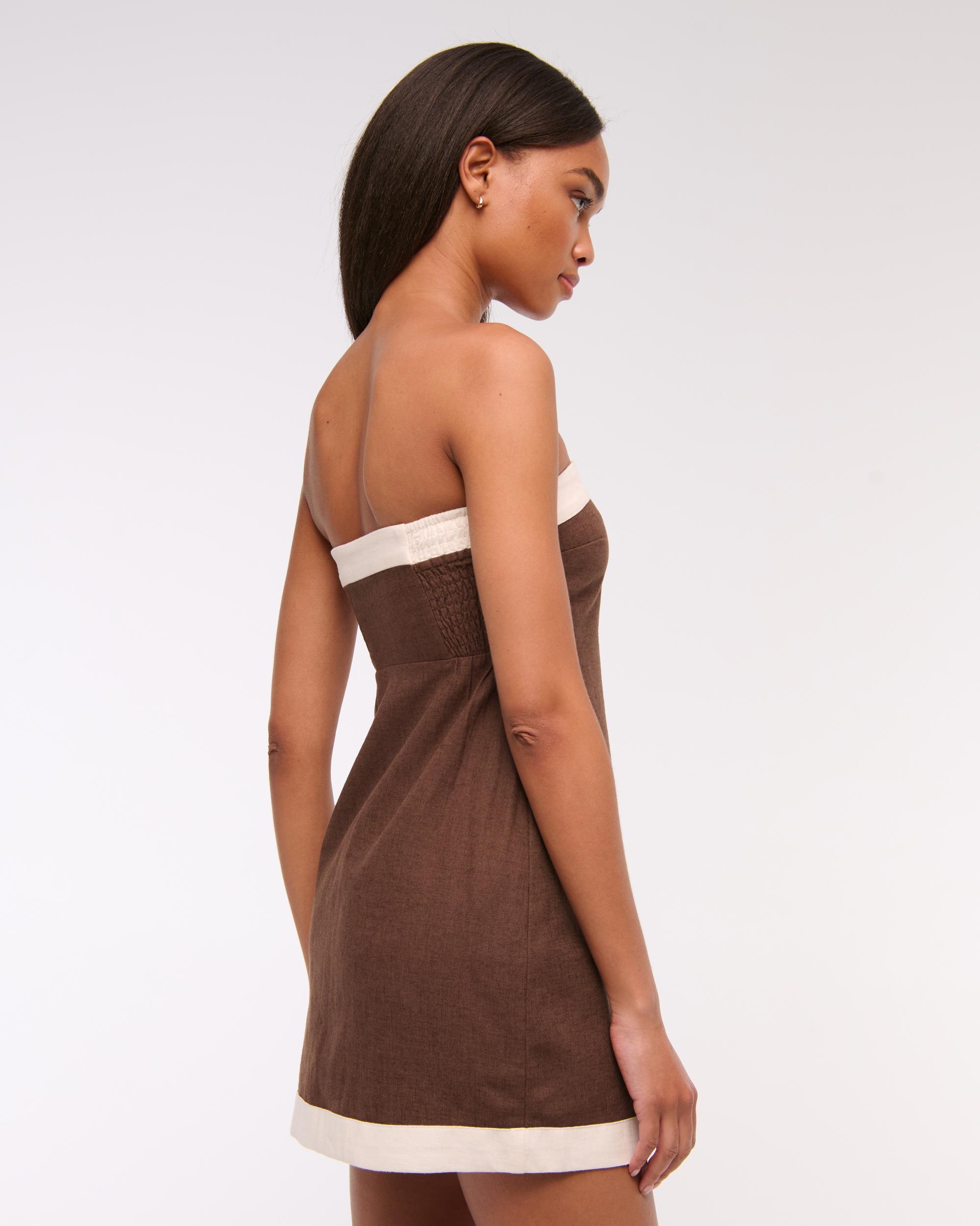 The A&F Scarlett Strapless Linen-Blend Skort Product Image