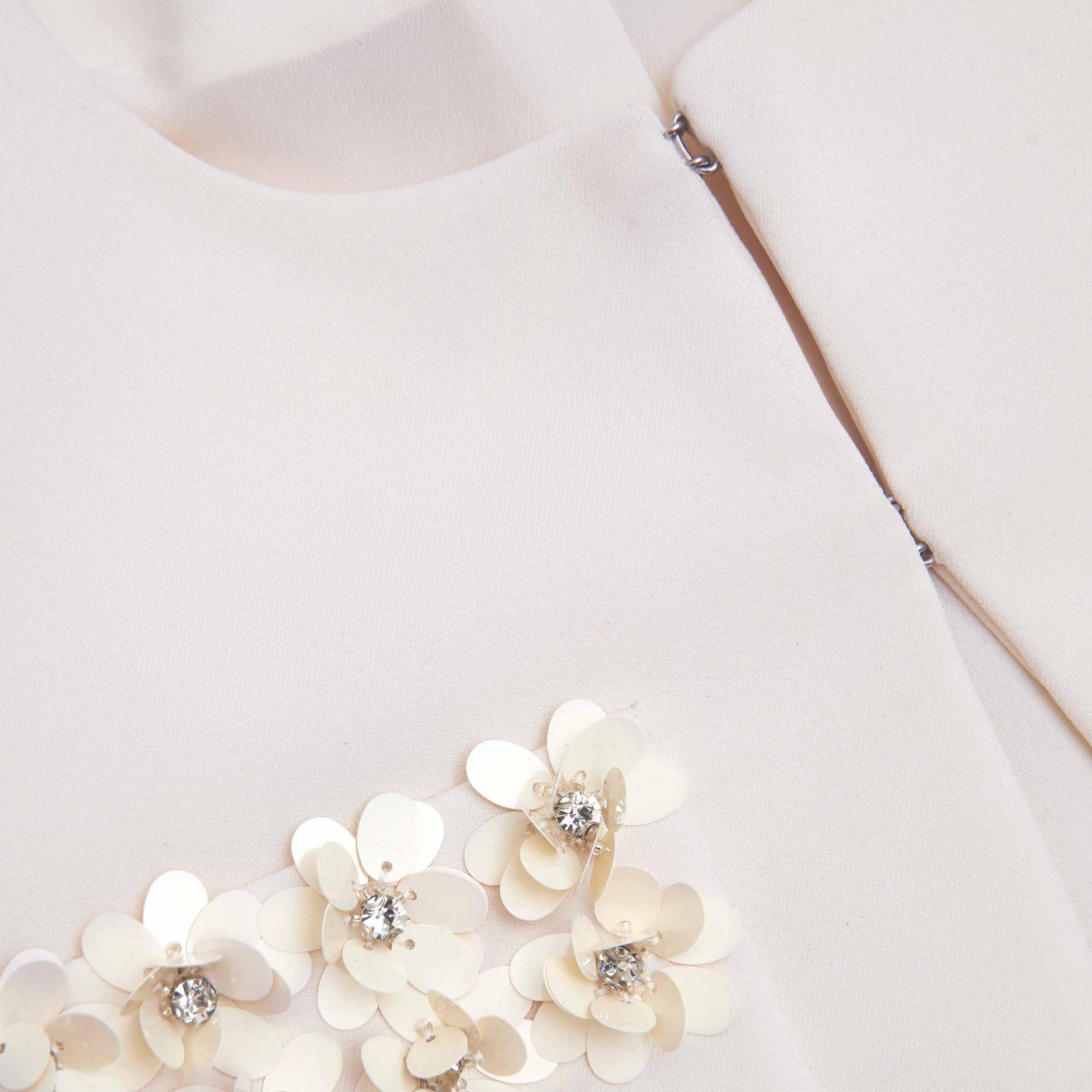 Cream Crepe 3D Sequin Jacket Product Image