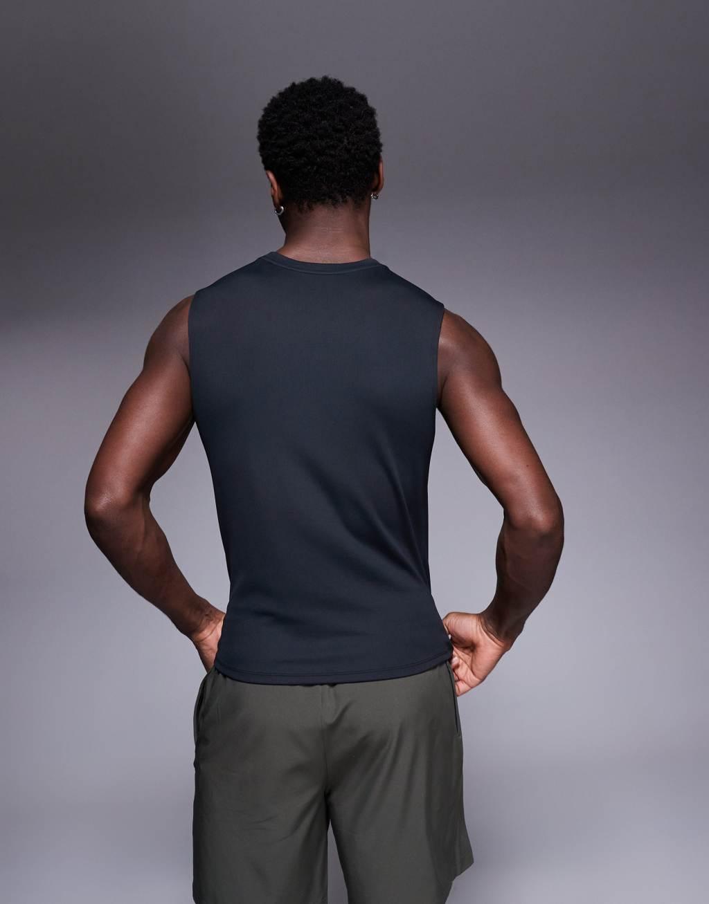 4505 slim fit active rib 90s training tank in black Product Image