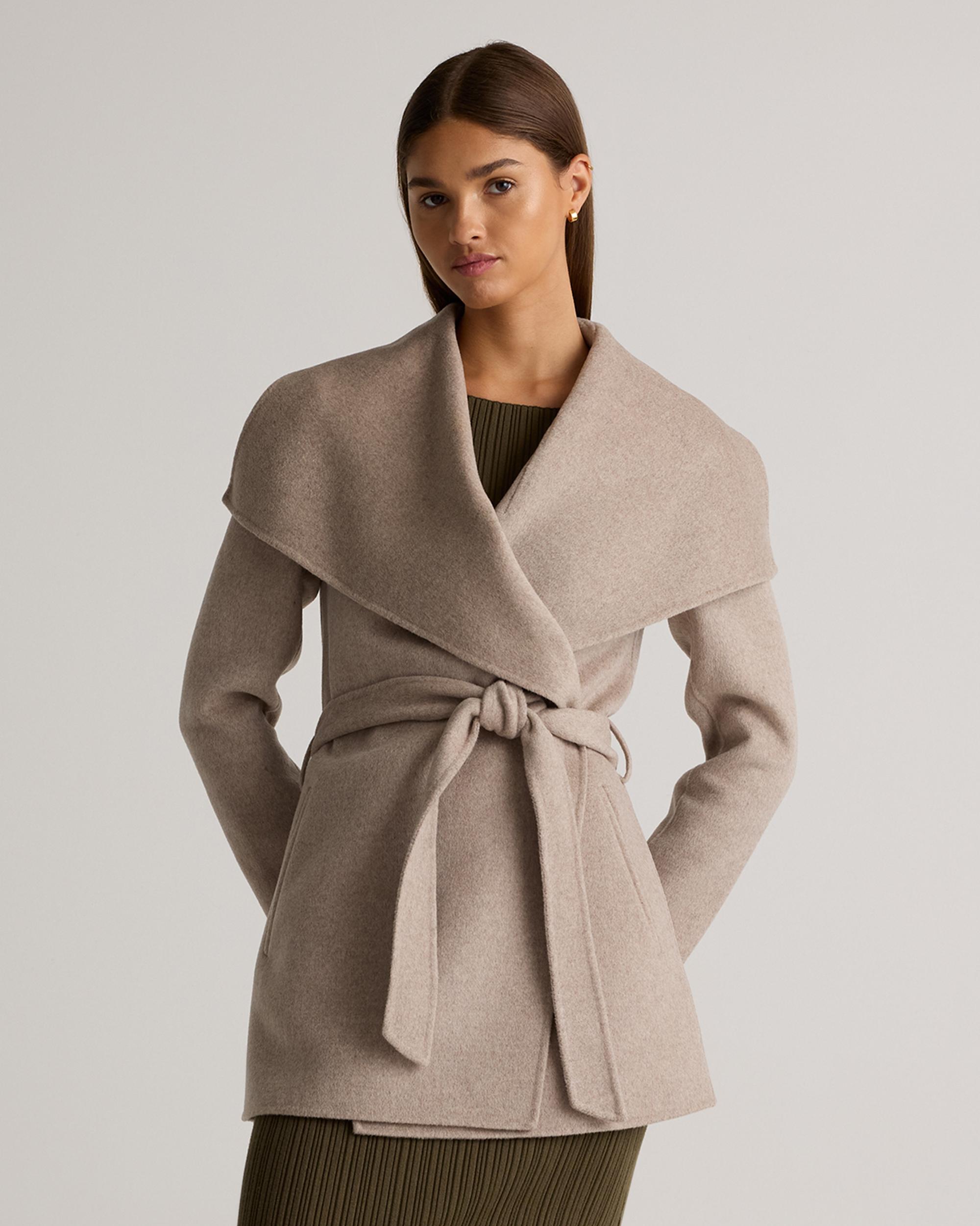 Quince | Women's Double-Faced Merino Wool Draped Collar Short Wrap Coat Product Image