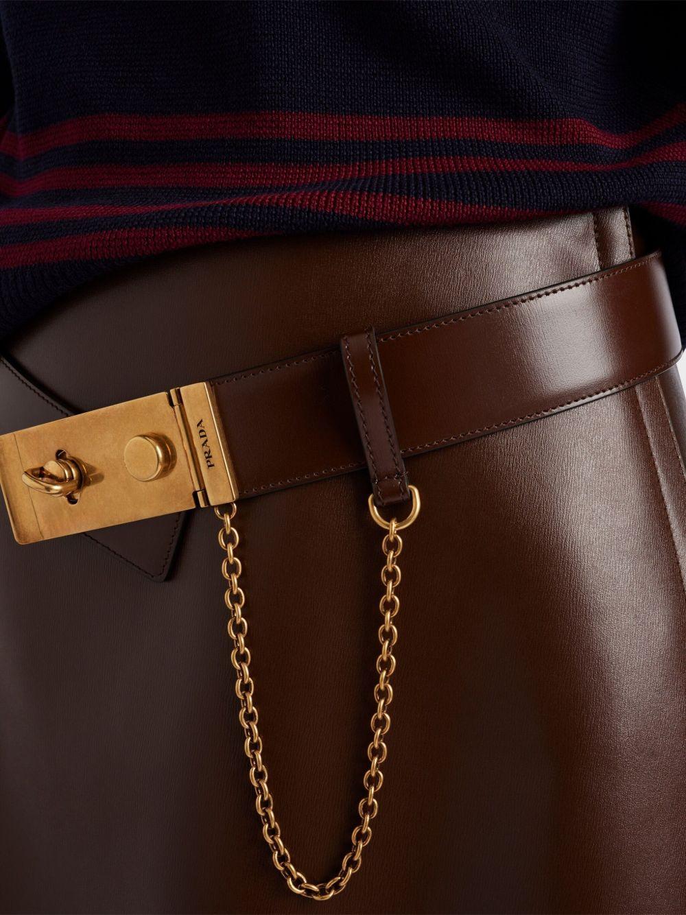 belted leather miniskirt Product Image