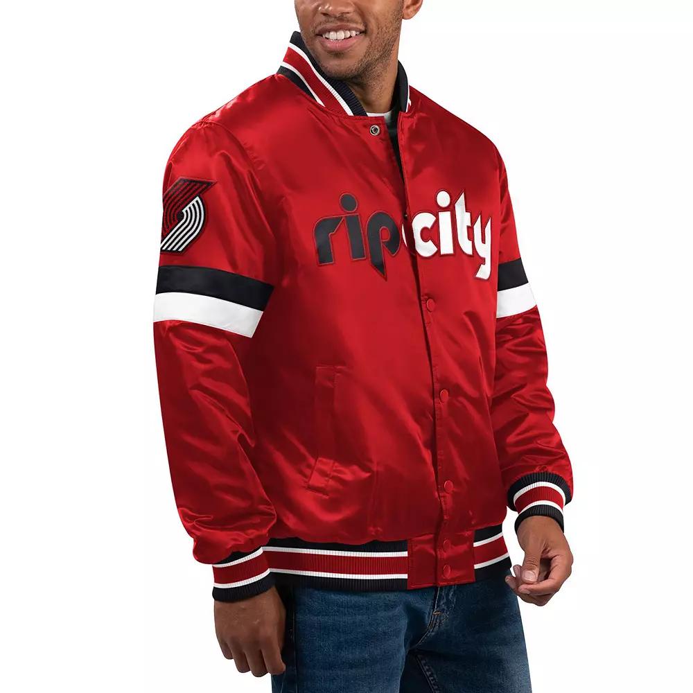 Men's Starter Red Portland Trail Blazers Home Game Satin Full-Snap Varsity Jacket,  Product Image
