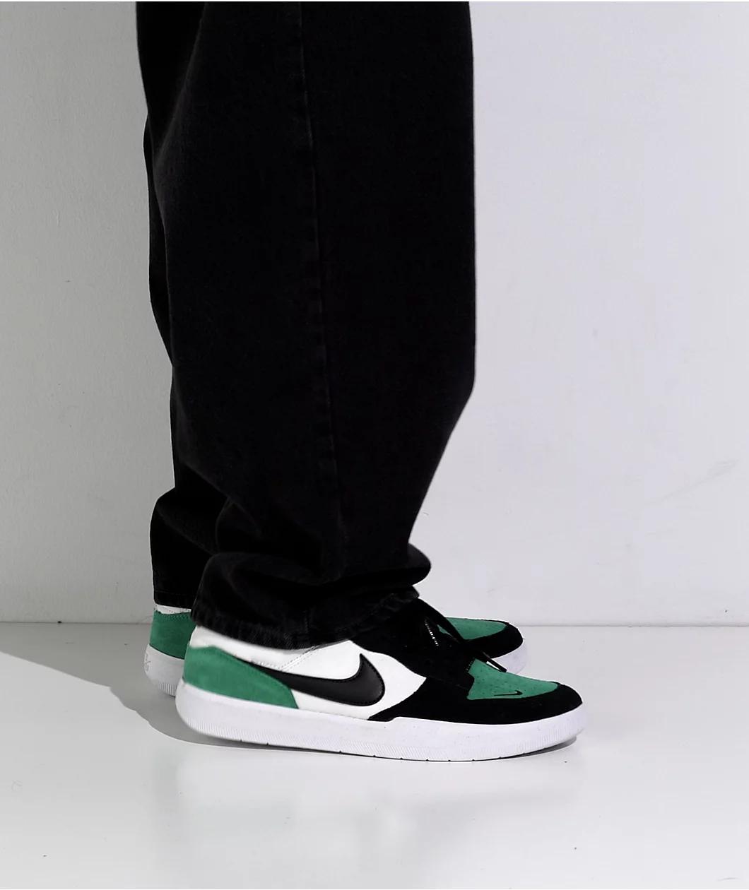 Nike SB Force 58 White, Stadium Green & Black Skate Shoes Product Image