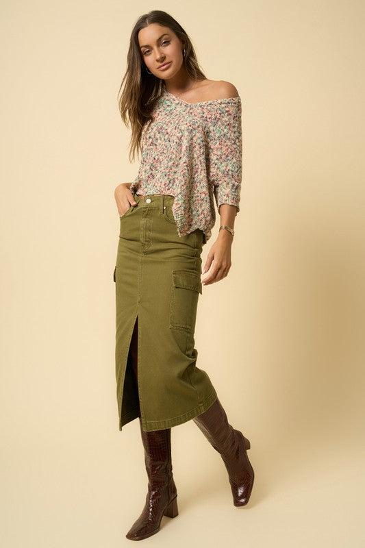 COLOR CARGO MIDI SKIRT Product Image