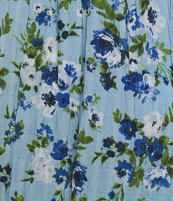 Allison & Kelly Floral Print V-Neck Flutter Sleeve Smocked Bodice Empire Waist Babydoll Dress Product Image