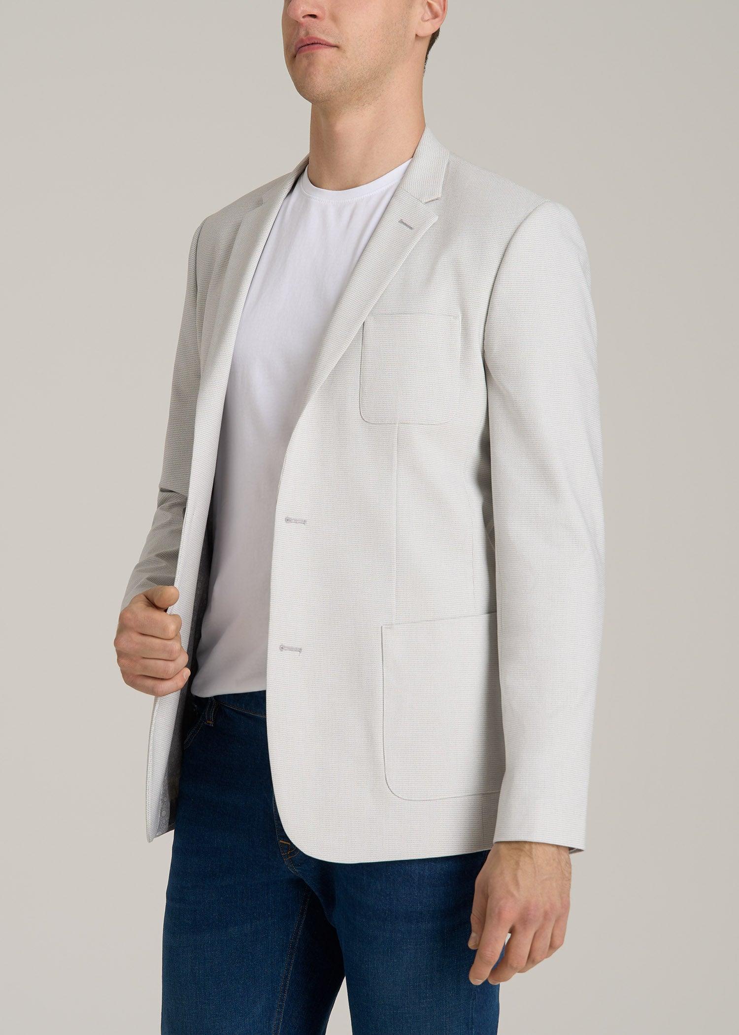 Core Blazer for Tall Men in Light Grey Houndstooth Male Product Image