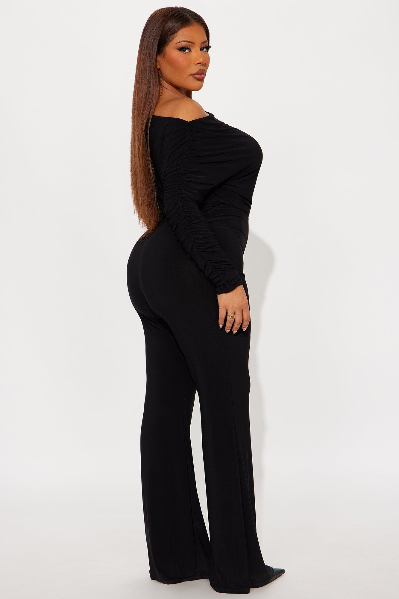 Evangeline Off Shoulder Flare Leg Jumpsuit - Black Female Product Image