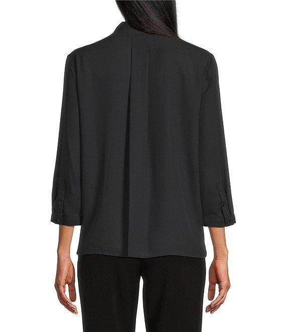 Investments Caroline Signature Placed Floral Stitch Print 3/4 Sleeve Button Front Top Product Image