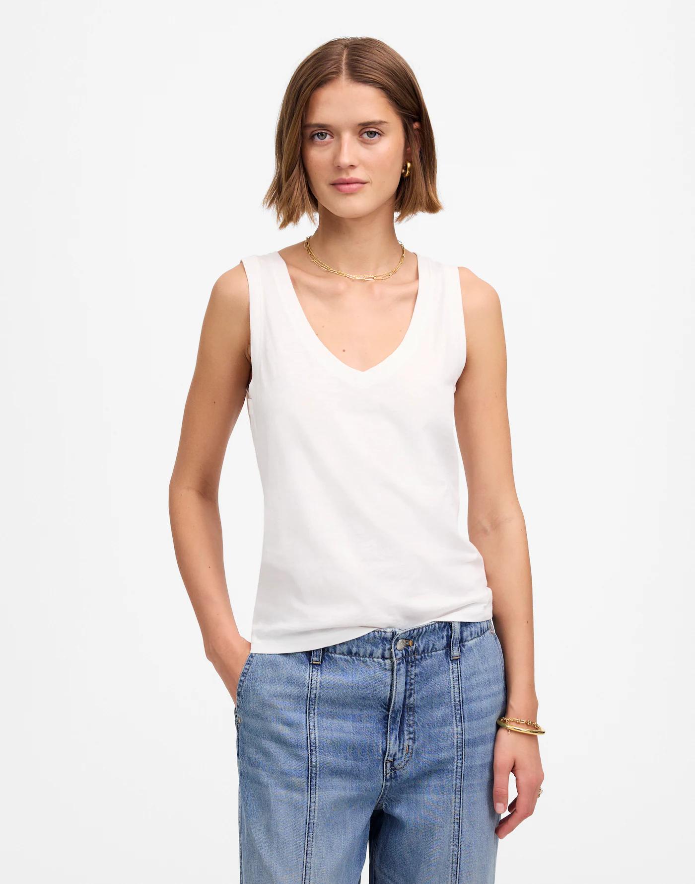 Slub Relaxed V-Neck Tank Product Image
