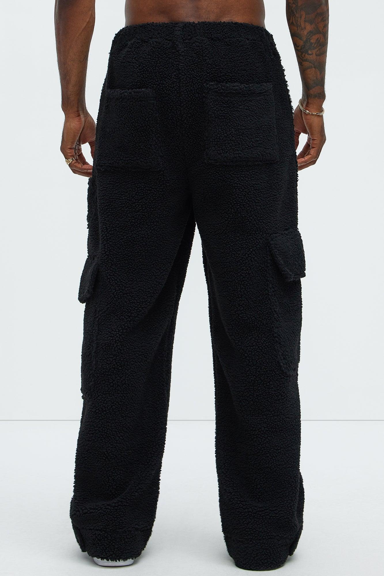 Axel Polar Fleece Baggy Cargo Pants - Black Product Image