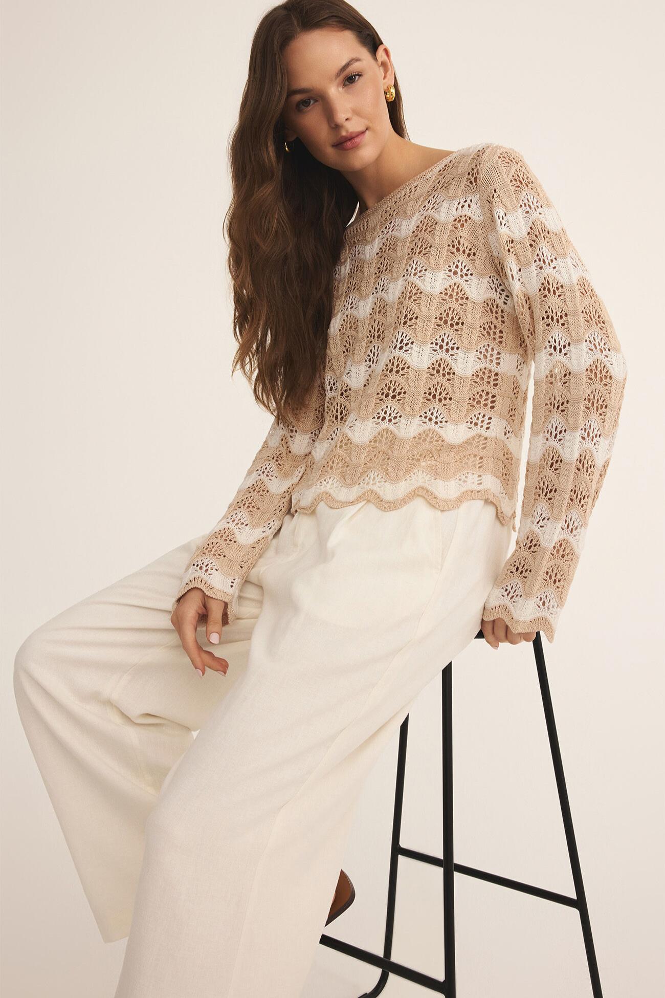 Azura Stripe Crochet Sweater Product Image