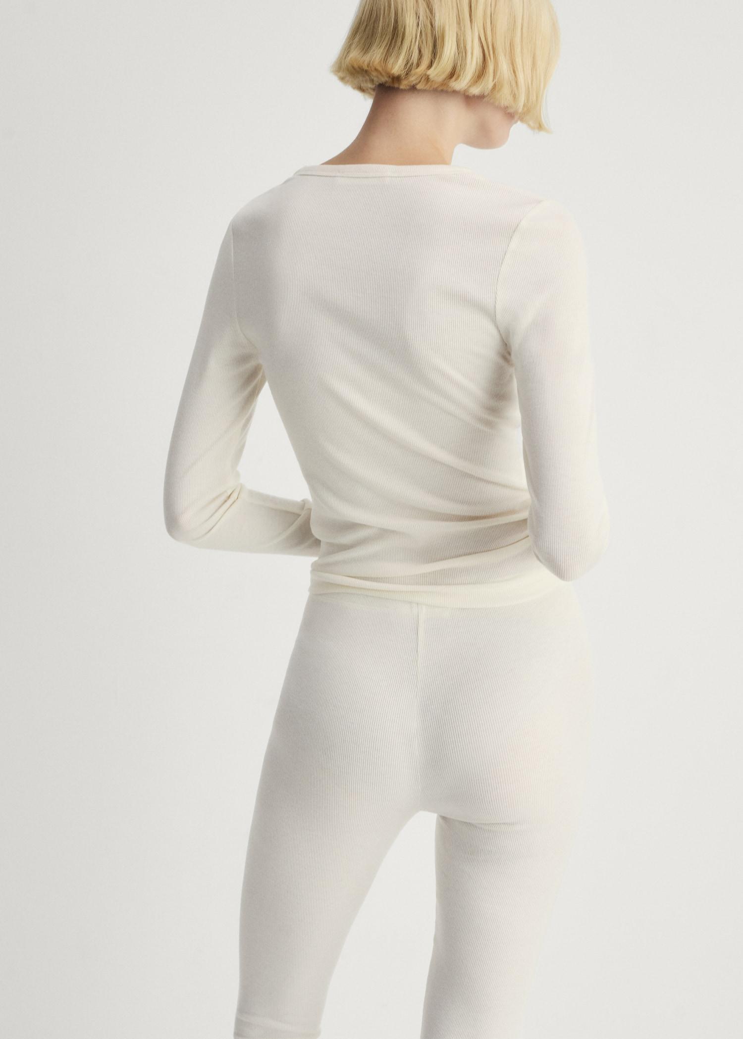 Rib-knit round-neck t-shirt - Women | MANGO USA Product Image