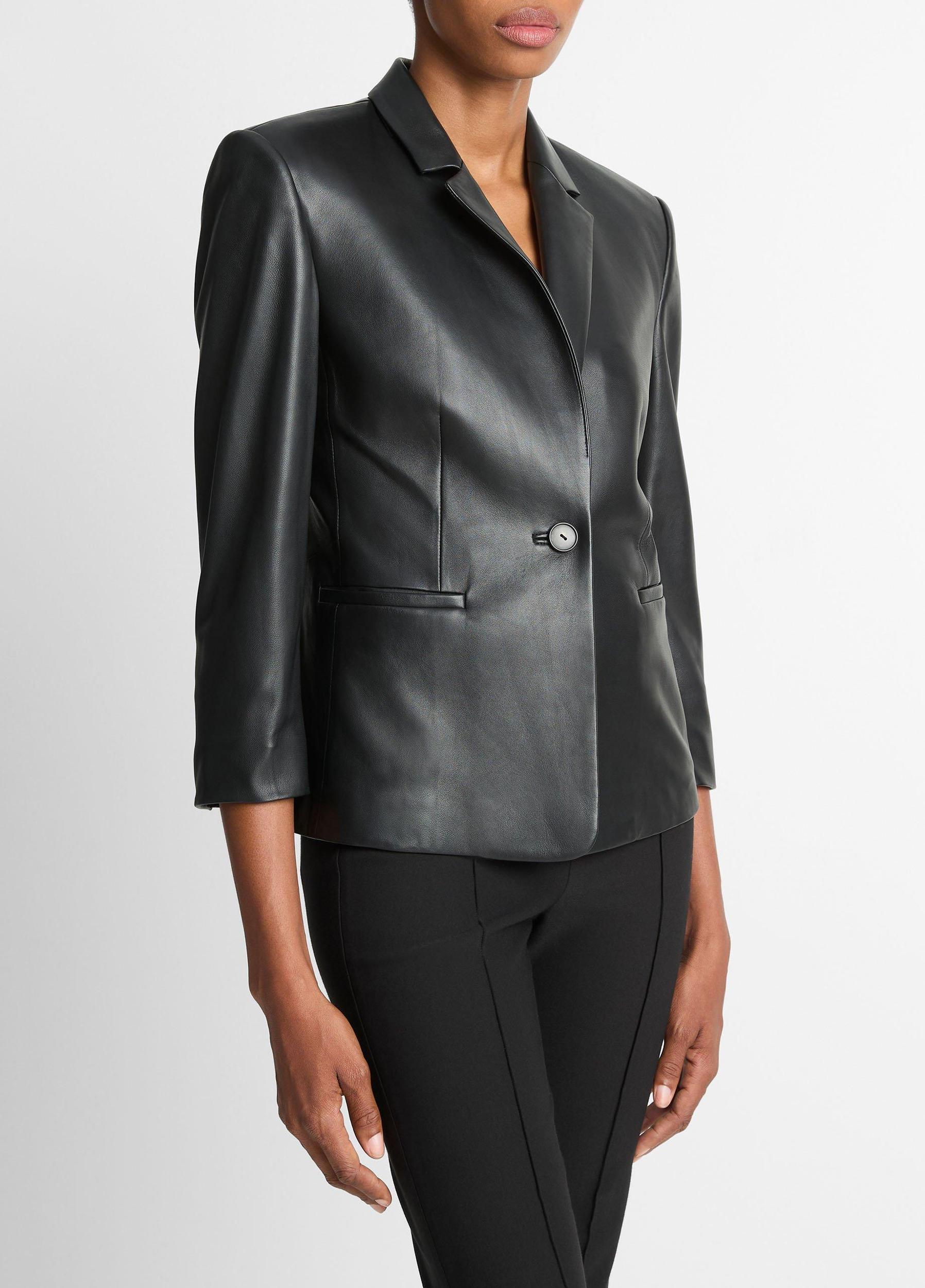 Leather Shrunken Blazer Product Image