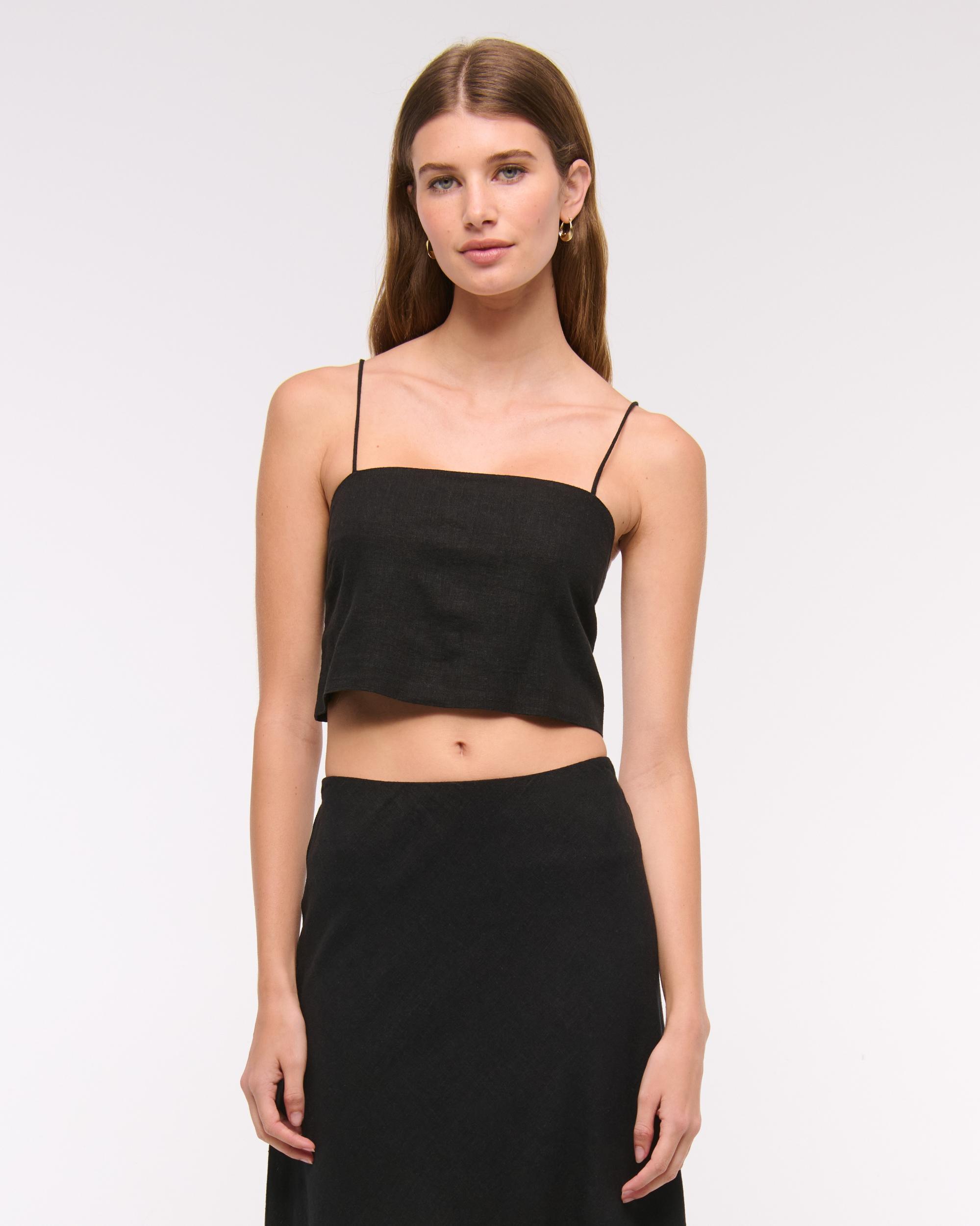 Cropped Linen-Blend Cami Product Image