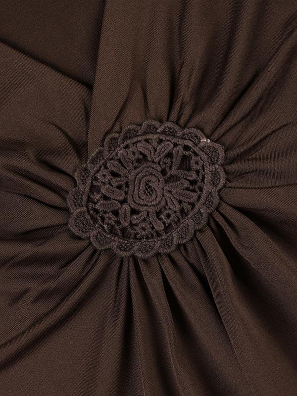 Retro Pleated V-Neck Long Sleeve Product Image