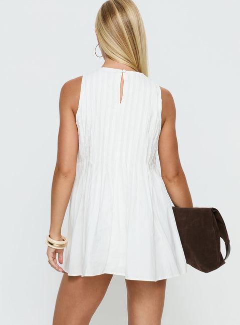 Dreamboat Pleated Mini Dress White Product Image