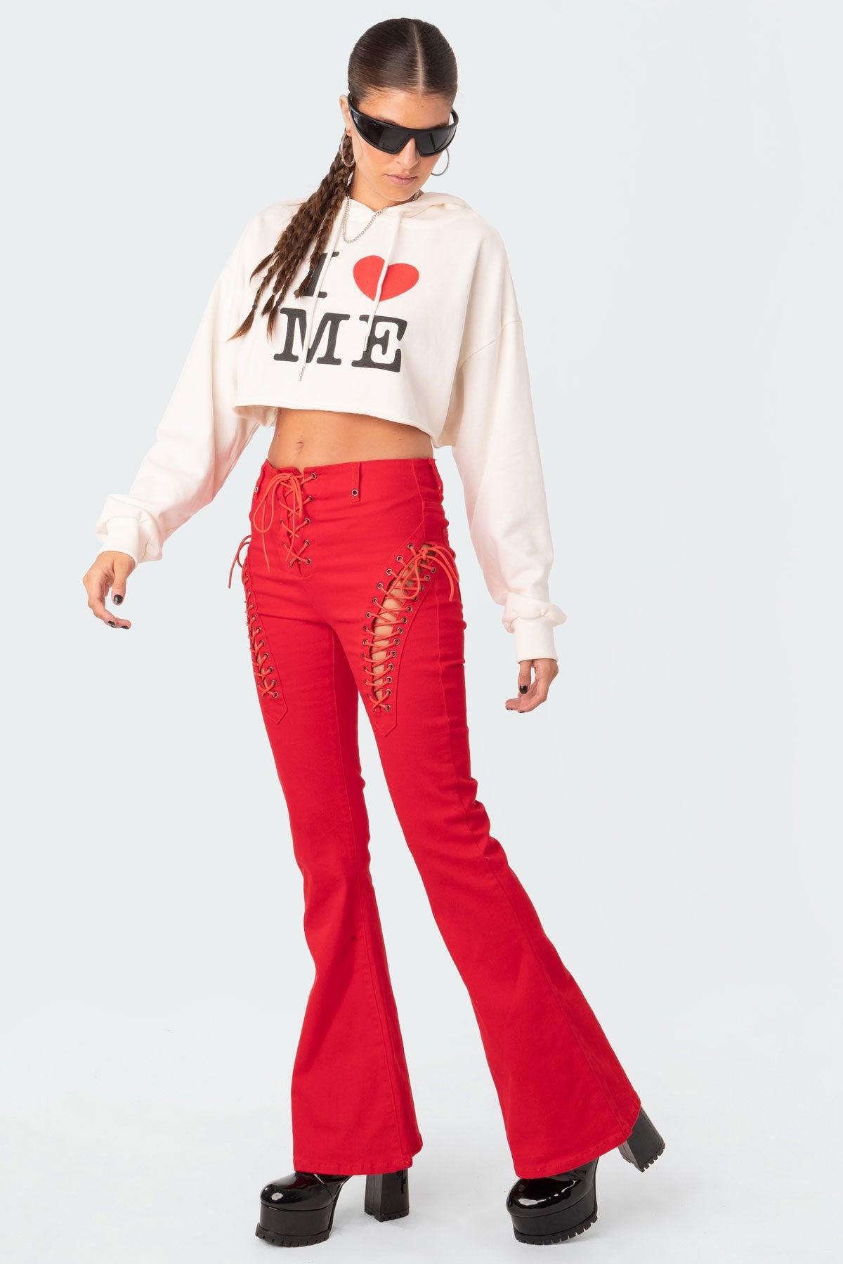 Engine Red Flared Jeans Product Image
