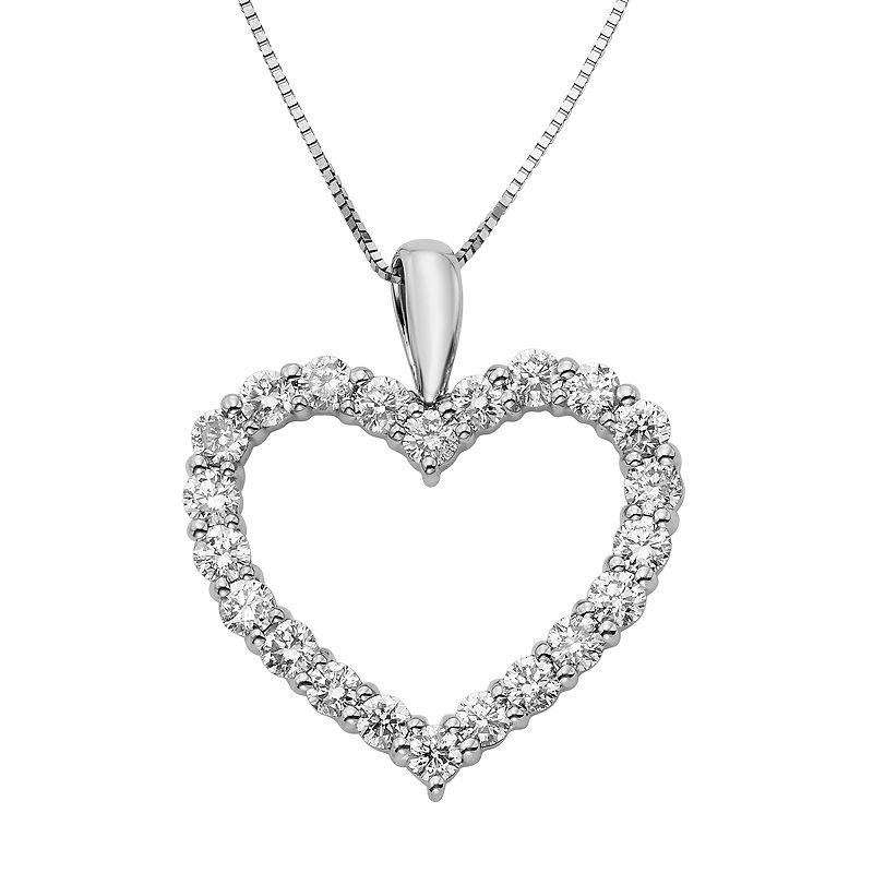 The Regal Collection 1 Carat T.W. IGL Certified Diamond 14k Gold Heart Pendant Necklace, Women's, Size: 18", White Product Image
