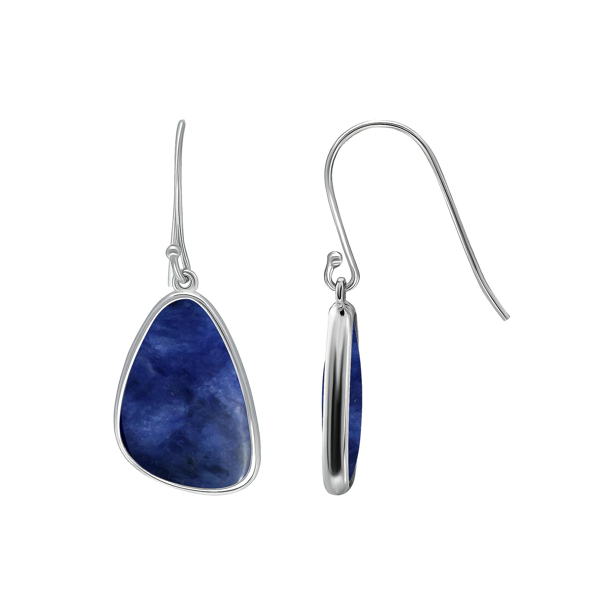 Aleure Precioso Sterling Silver Freeform Sodalite Drop Earrings, Women's, Black Product Image