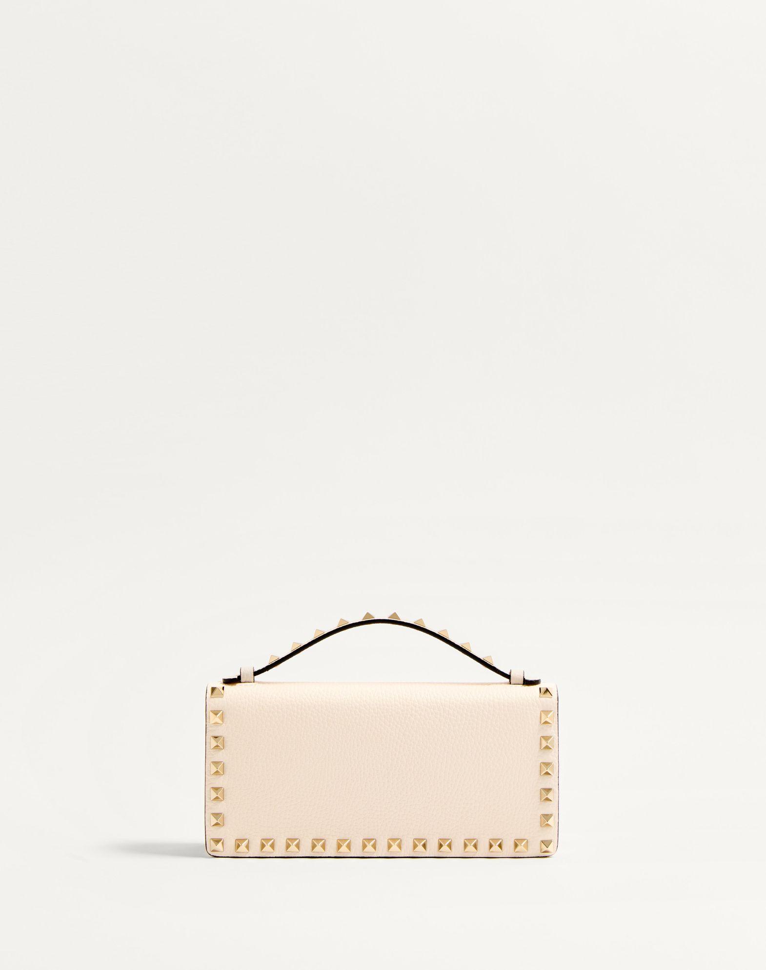 Rockstud Wallet With Chain In Grainy Calfskin Product Image