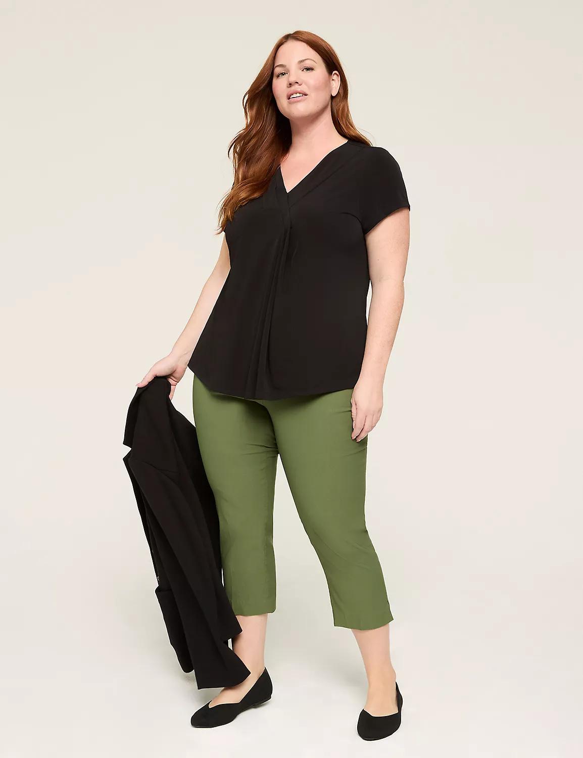 Cap-Sleeve Pleat-Front Top Product Image