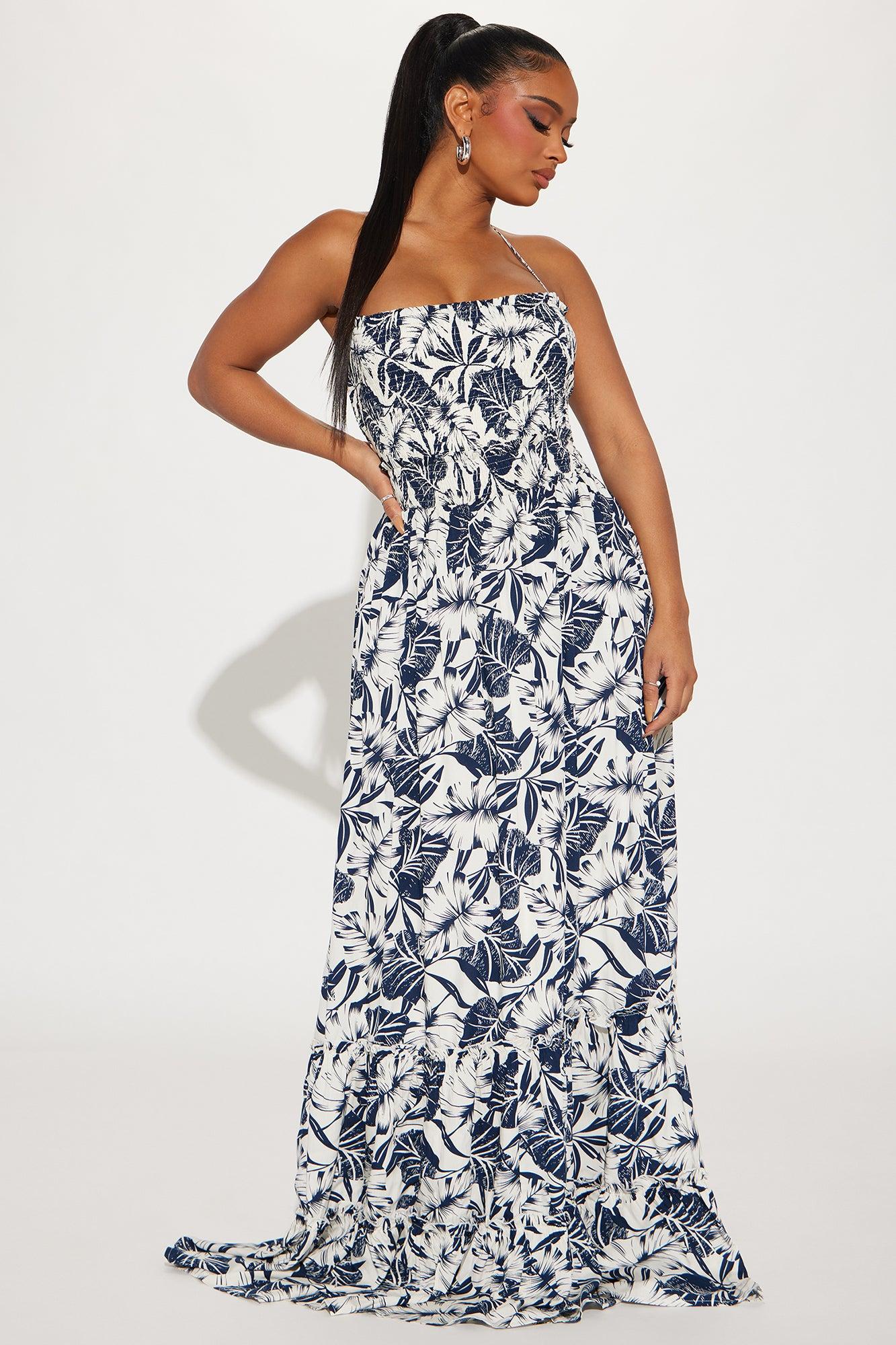 Bianca Tropical Maxi Dress - Navy/combo Product Image
