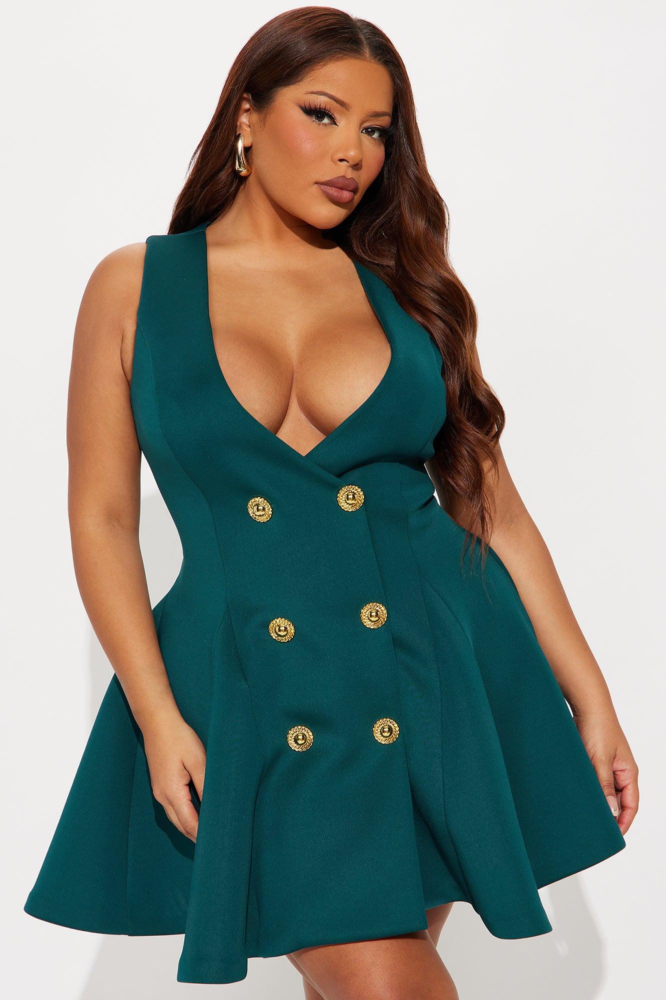 Queen Of Everything Pleated Mini Dress - Emerald Female Product Image