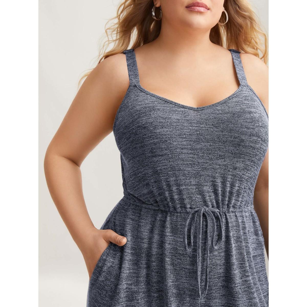 Plus Size DarkBlue Supersoft Essentials Waist-Defining Jumpsuit Women Casual Sleeveless Non Everyday-Casual Loose Jumpsuits BloomChic 14-16/1X Product Image