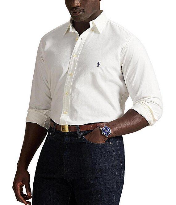 Polo Ralph Lauren Big & Tall Solid Garment-Dye Oxford Long Sleeve Woven Shirt Product Image