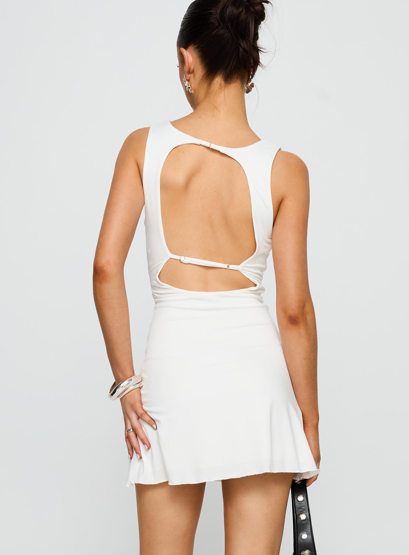 Frederica Plunge Mini Dress White Product Image