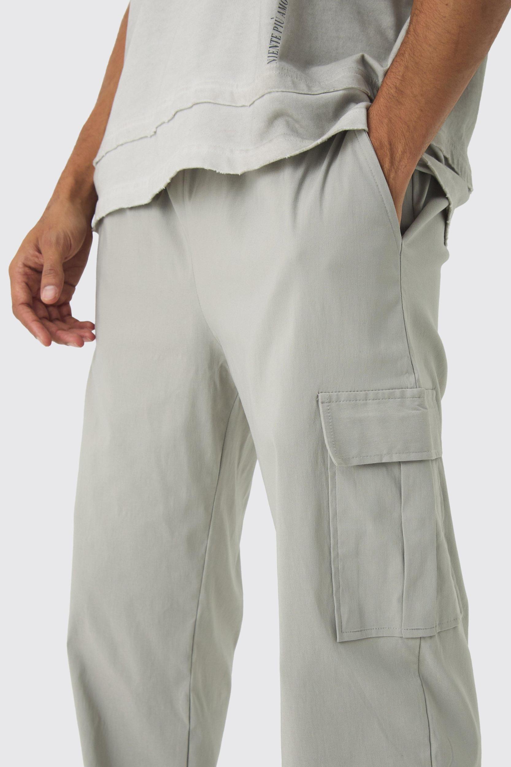 Straight Leg Elasticated Waist Technical Stretch Cargo Pants | boohooMAN USA Product Image