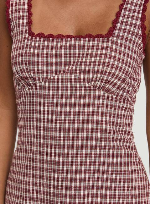 Dasha Mini Dress Red Check Petite Product Image