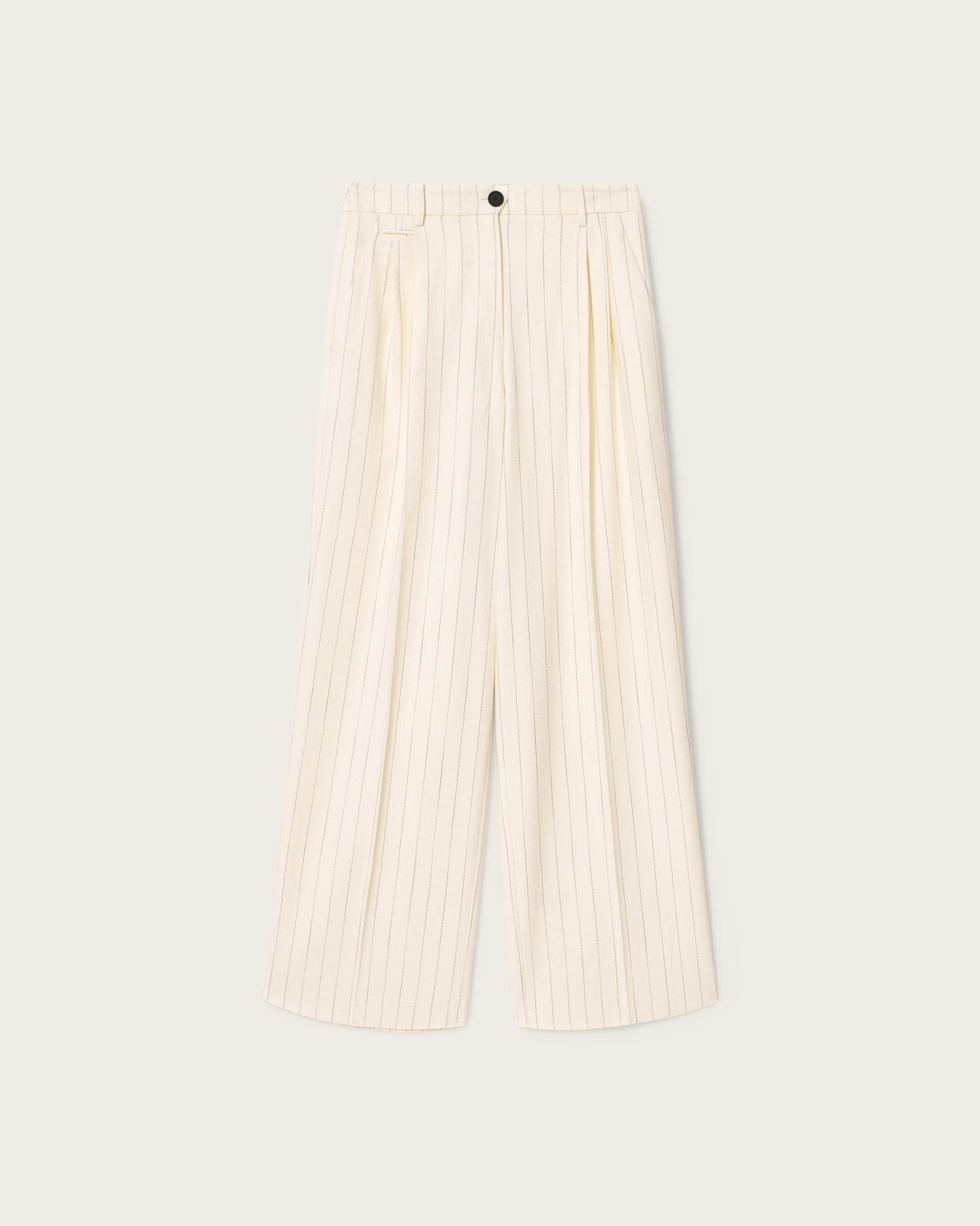 Olga Wide Leg Pleated Pants CREAM WHITE | ALLSAINTS US Product Image