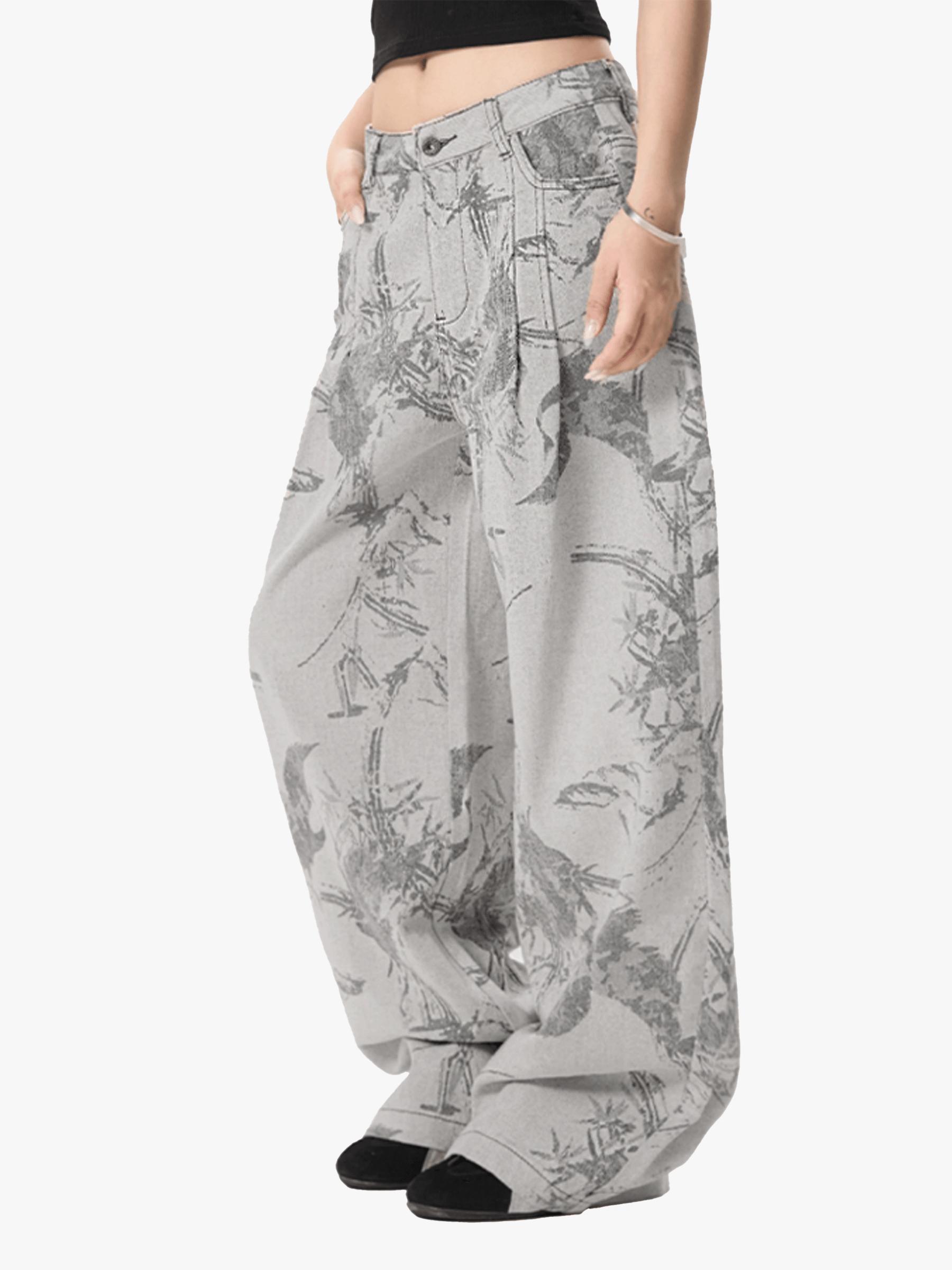 Aelfric Eden Abstract Bird Print Jeans Product Image