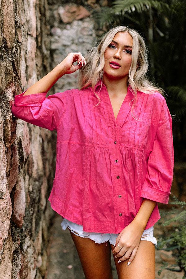 Seven Seas Button Up Top in Hot Pink Product Image